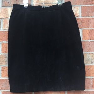 Vintage Leather Black Skirt Size 15 A.D.A. Pencil